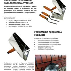 ConToo Zestaw Przyrząd do Fugowania Klinkieru Fugblech + Spoinówka 10, 12 mm Hamburger + Kielnia trapezowa 180 mm Korek