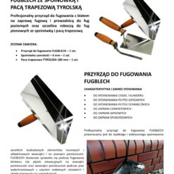 ConToo Zestaw Przyrząd do Fugowania Klinkieru Fugblech + Spoinówka 12 mm Hamburger + Kielnia trapezowa 180 mm Korek