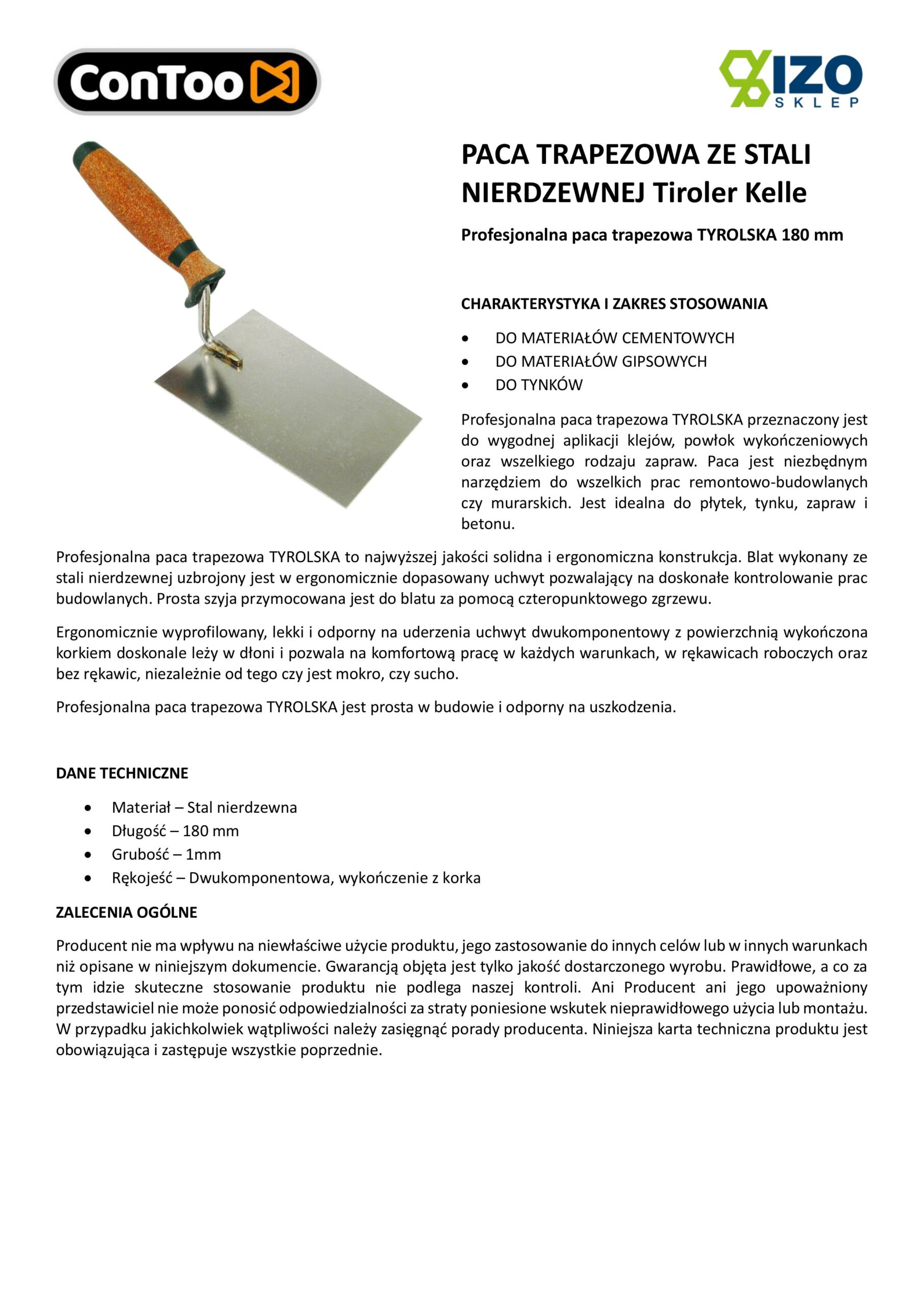 ConToo Zestaw Przyrząd do Fugowania Klinkieru Fugblech + Spoinówka 6, 8, 10, 12 mm Hamburger + Kielnia trapezowa 180 mm Korek - obrazek 12