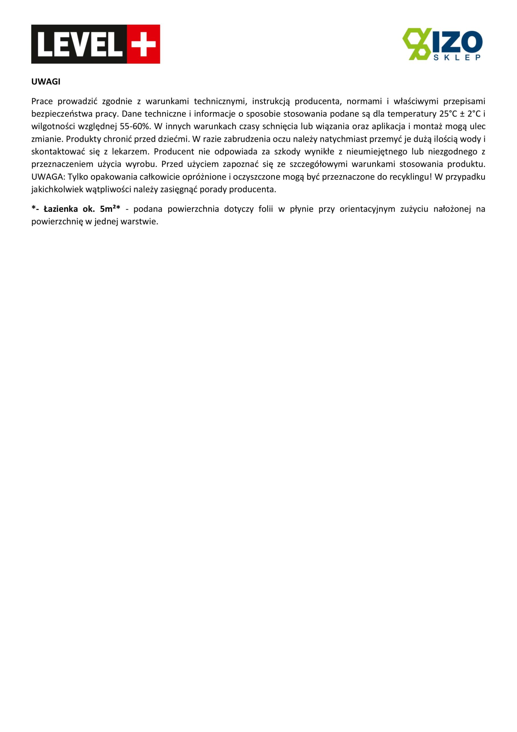 Zestaw do Hydroizolacji Folia w Płynie 7kg Taśma uszczelniająca 5mb Środek gruntujący 1L - LEVEL+ SET100 - obrazek 15