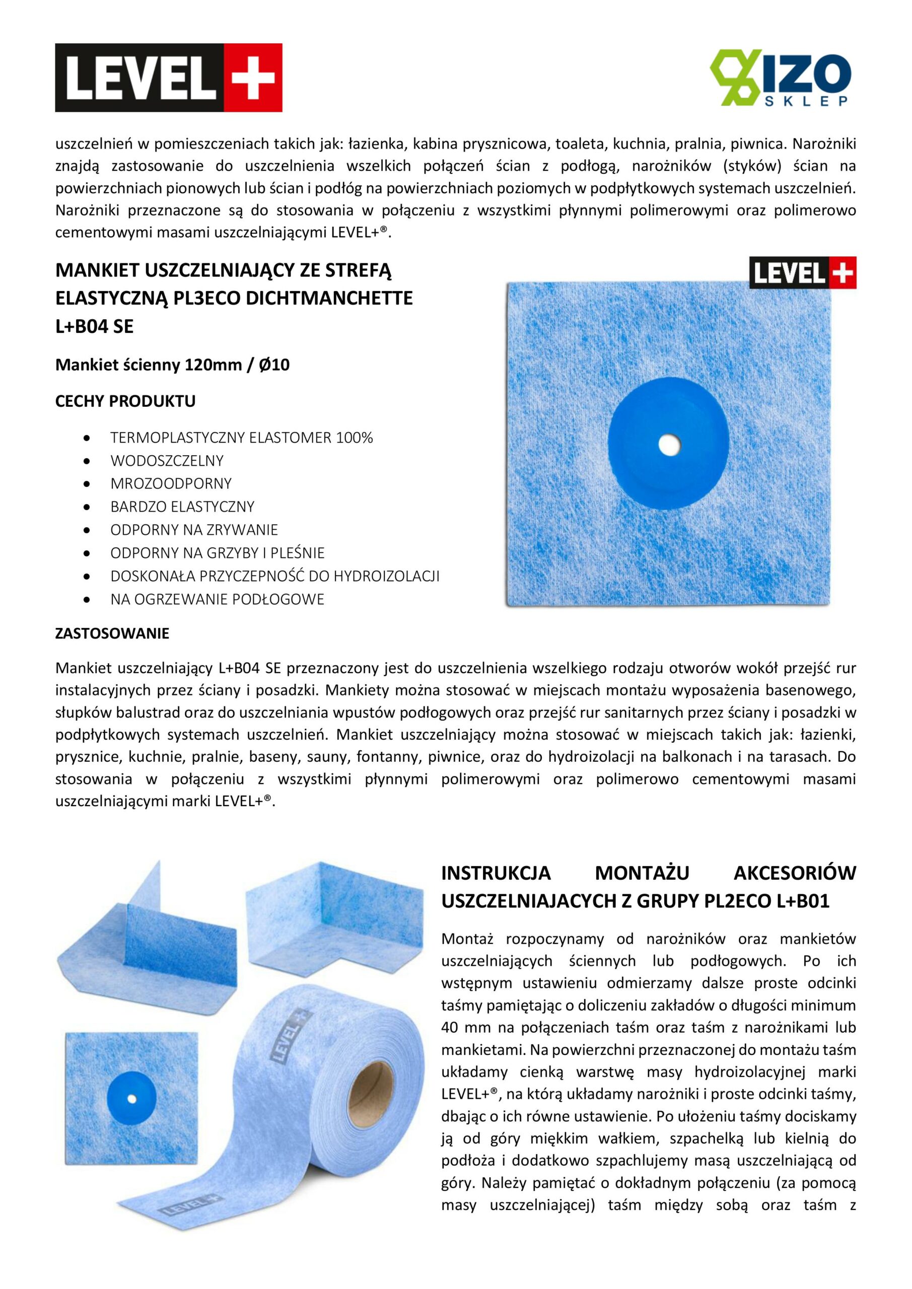 Zestaw do Hydroizolacji Folia w Płynie 7kg Taśma uszczelniająca 5mb Środek gruntujący 1L Mata 2m² - LEVEL+ SET40 - obrazek 18