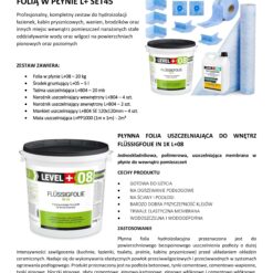 Zestaw do Hydroizolacji Folia w Płynie 20kg Taśma uszczelniająca 20mb Środek gruntujący 5L Mata 2m² - LEVEL+ SET45