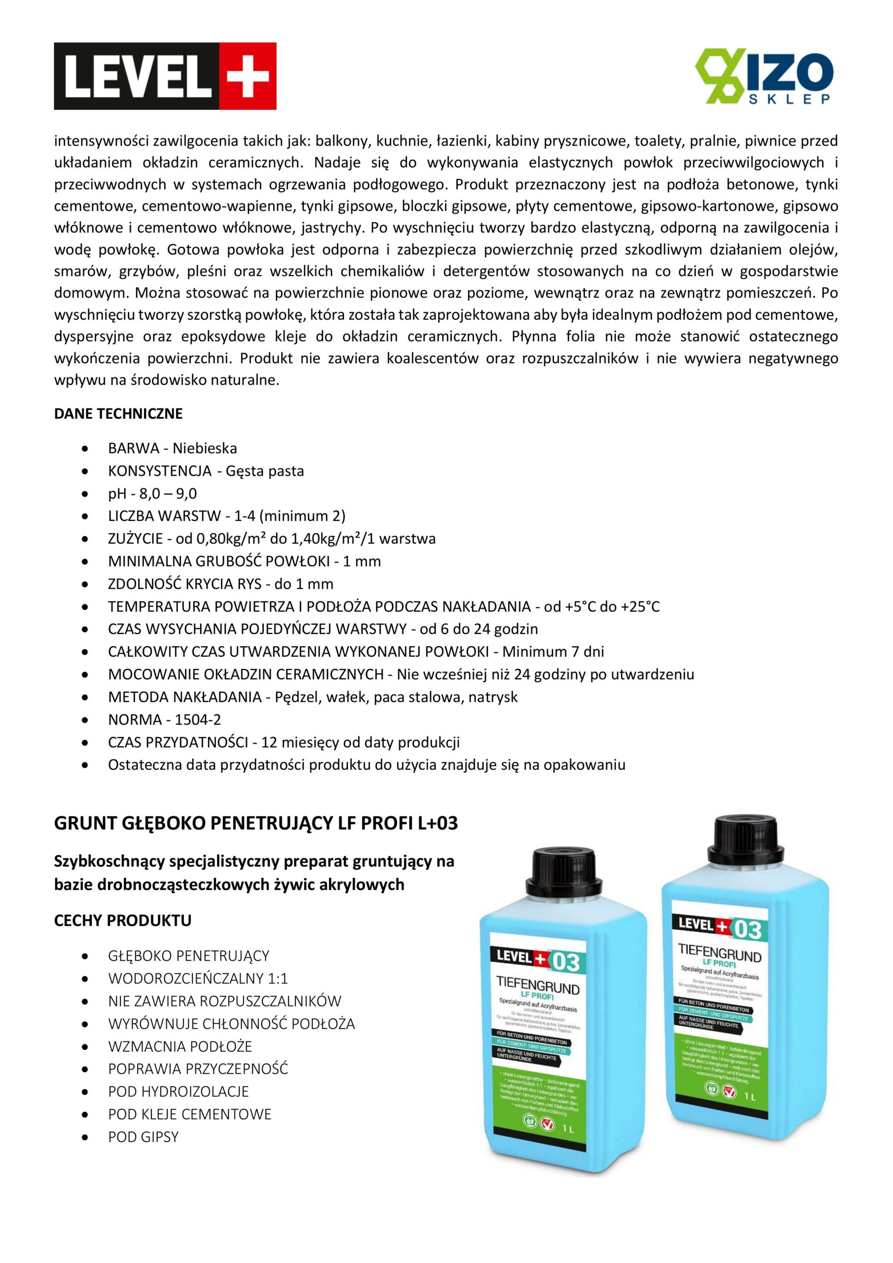 Zestaw do Hydroizolacji Folia w Płynie 12kg Taśma uszczelniająca 15mb Środek gruntujący 2L - LEVEL+ SET66 - obrazek 13