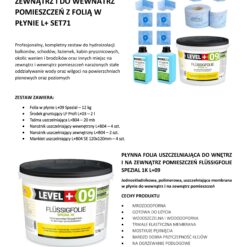 Zestaw do Hydroizolacji Folia w Płynie 12kg Taśma uszczelniająca 20mb Środek gruntujący 2L - LEVEL+ SET71