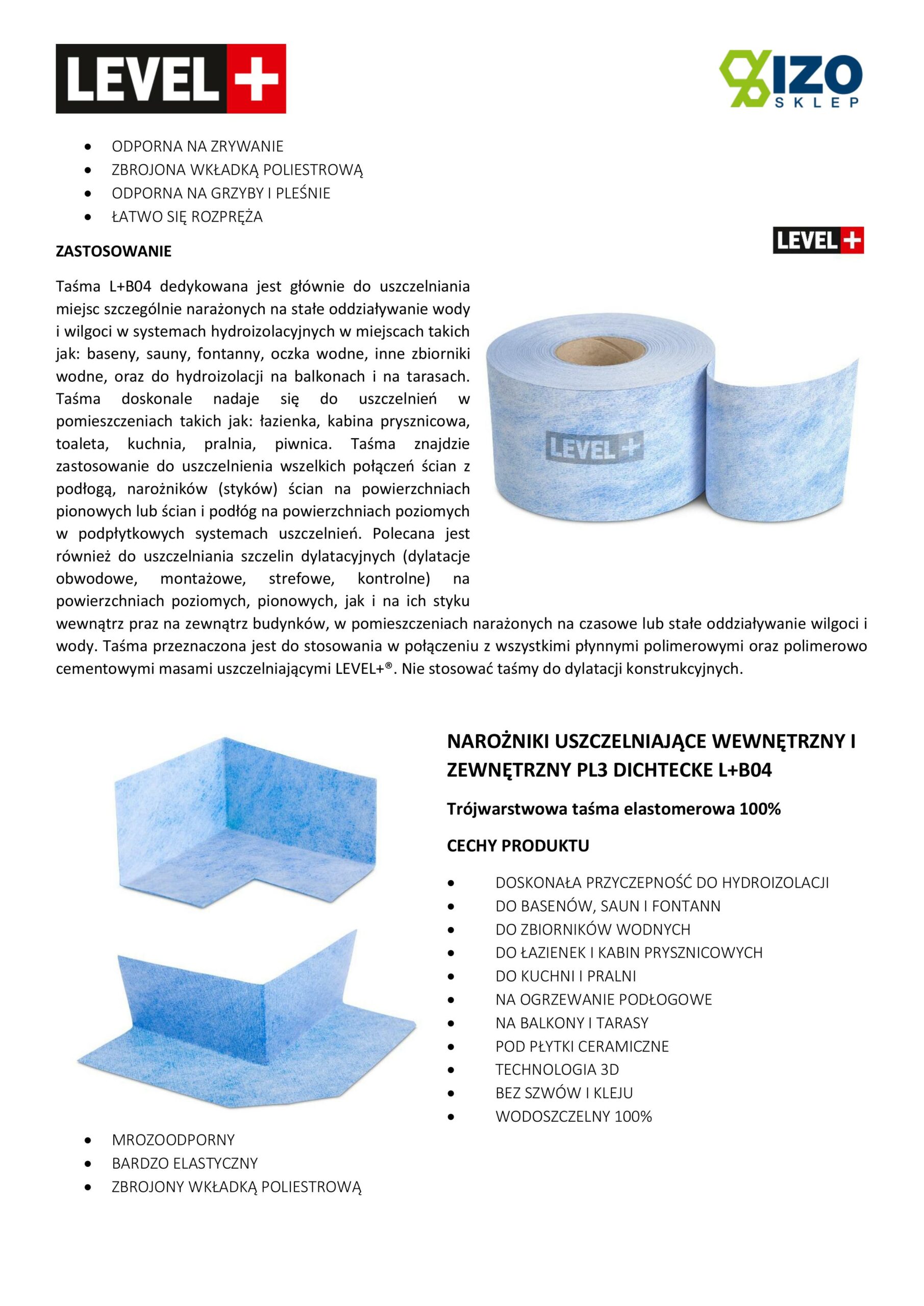 Zestaw do Hydroizolacji Taśma B04-10mb, Narożniki-4szt, Mankiety 2szt, - LEVEL+ SETB15 - obrazek 11