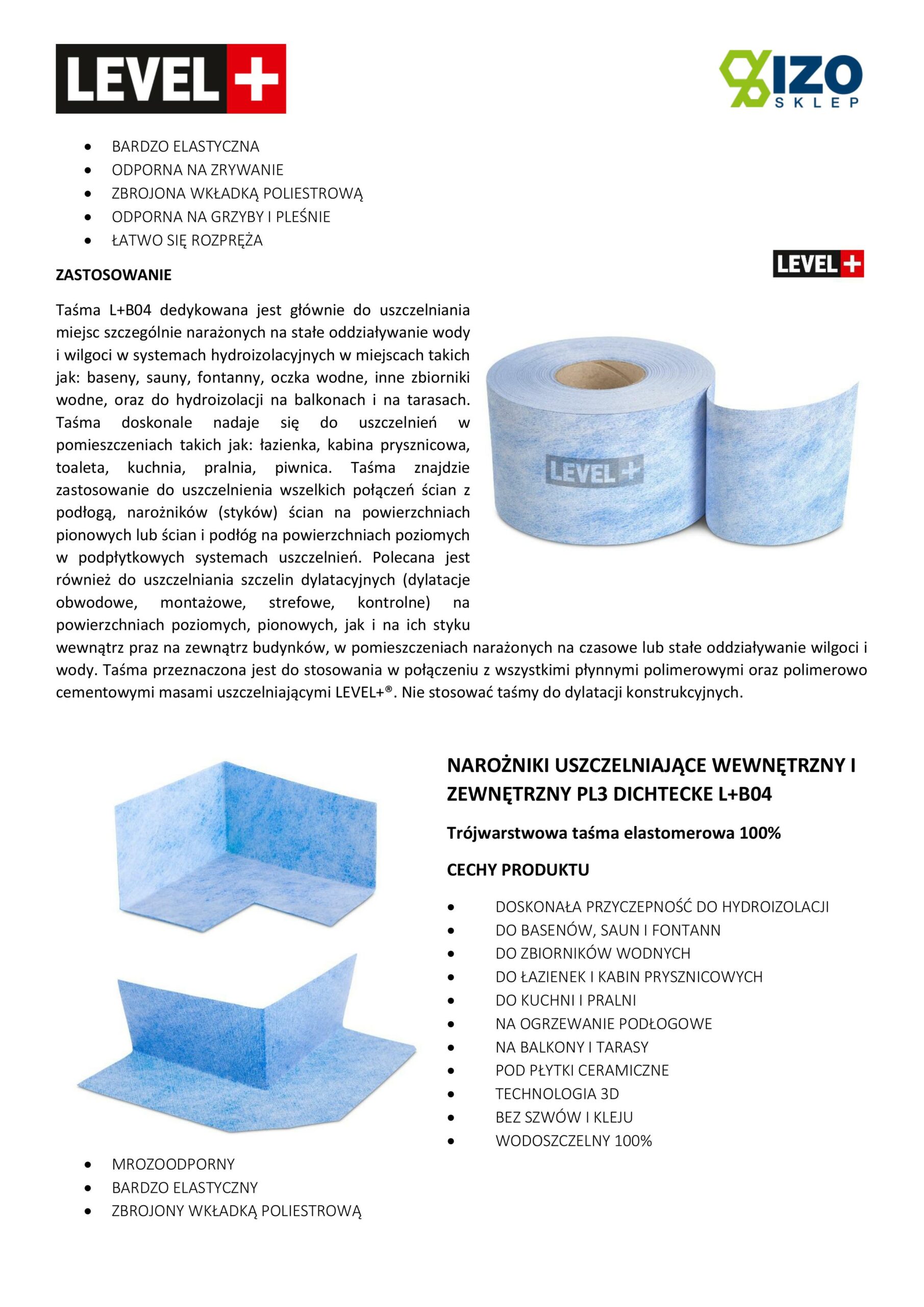 Zestaw do Hydroizolacji Taśma B04-15mb, Mata-2m, Narożniki-4szt, Mankiety 2szt, - LEVEL+ SETB17 - obrazek 15