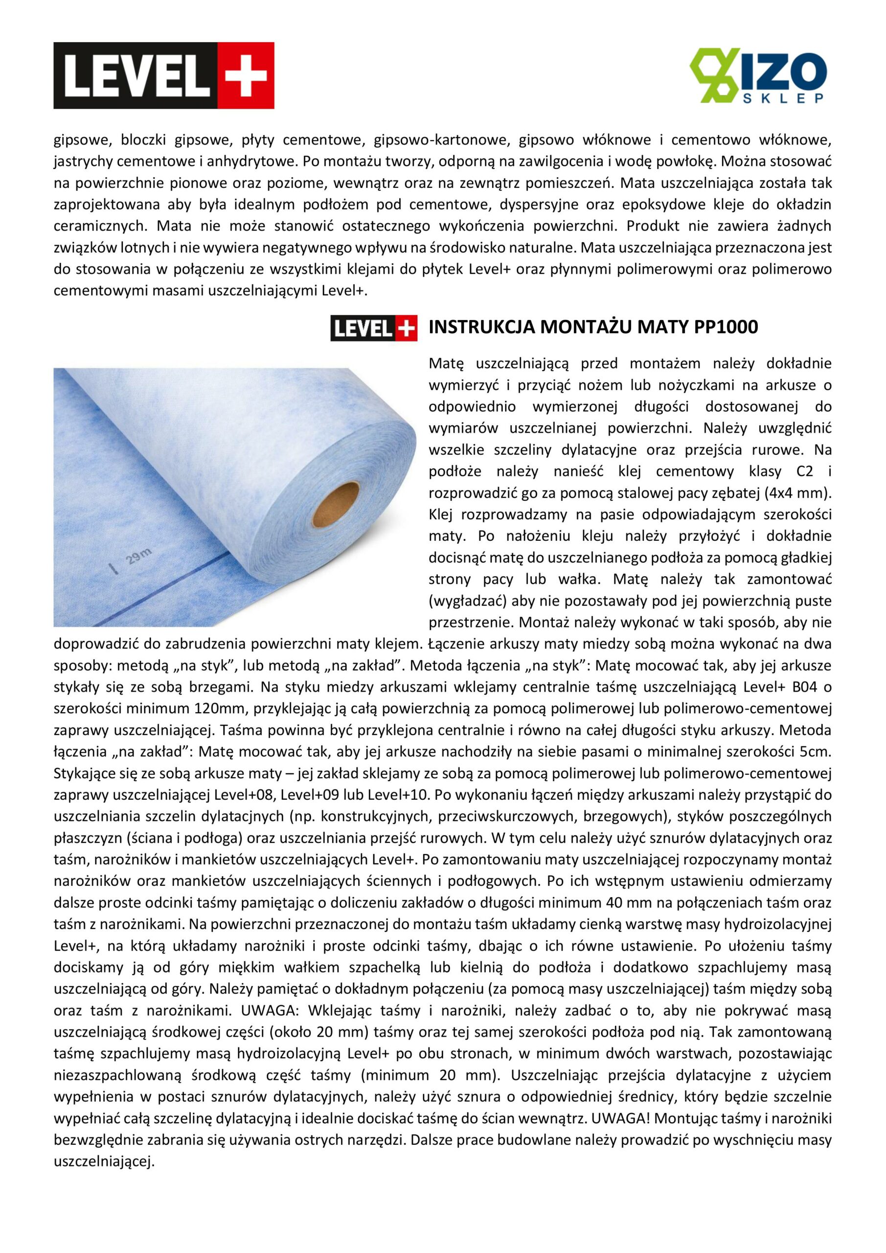 Zestaw do Hydroizolacji Taśma B04-15mb, Mata-2m, Narożniki-4szt, Mankiety 2szt, - LEVEL+ SETB17 - obrazek 18