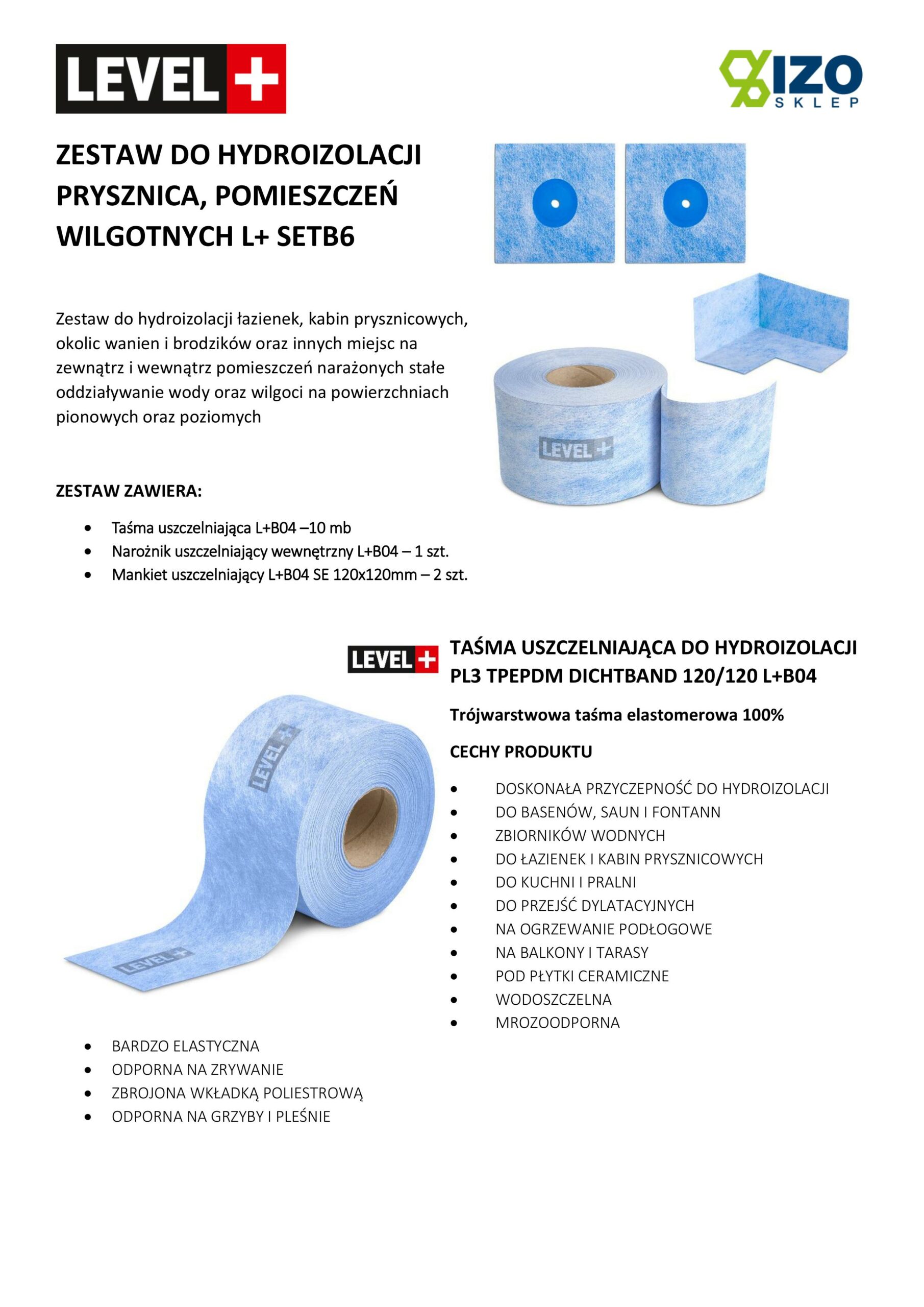 Zestaw do Hydroizolacji Taśma B04-10mb, Narożniki-1szt, Mankiety 2szt, - LEVEL+ SETB6 - obrazek 10