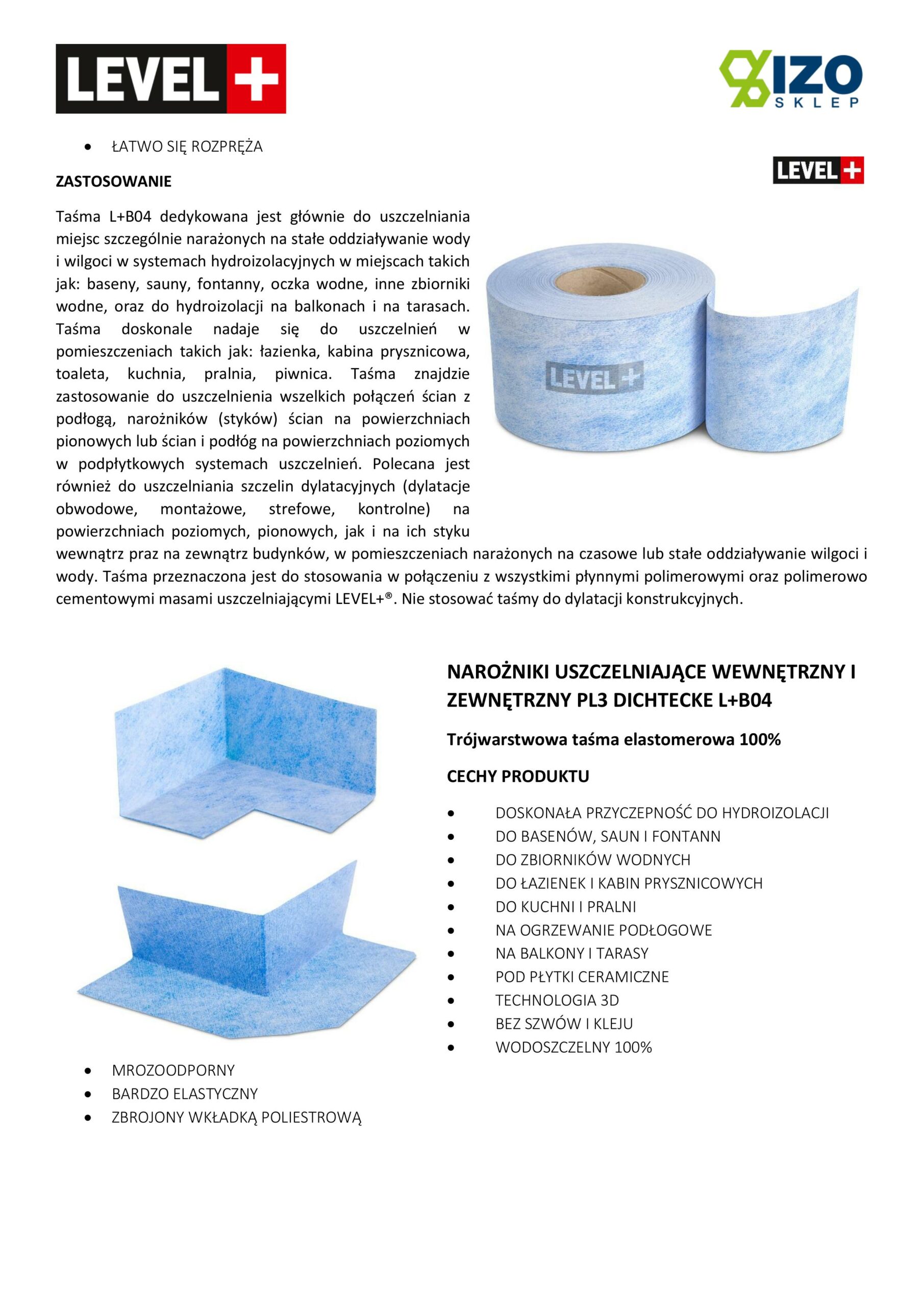Zestaw do Hydroizolacji Taśma B04-10mb, Narożniki-1szt, Mankiety 2szt, - LEVEL+ SETB6 - obrazek 11
