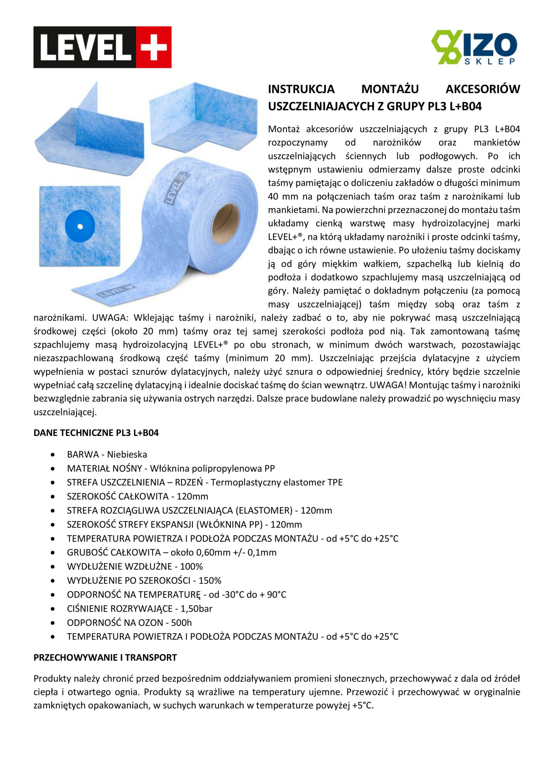 Zestaw do Hydroizolacji Taśma B04-10mb, Narożniki-1szt, Mankiety 2szt, - LEVEL+ SETB6 - obrazek 13