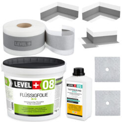 Zestaw do Hydroizolacji Folia w Płynie 7kg Taśma uszczelniająca 5mb Środek gruntujący 1L - LEVEL+ SET100