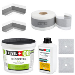 Zestaw do Hydroizolacji Folia w Płynie 5,5kg Taśma uszczelniająca 5mb Środek gruntujący 1L - LEVEL+ SET14