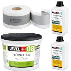 Zestaw do Hydroizolacji Folia w Płynie 12kg Taśma uszczelniająca 10mb Środek gruntujący 2L - LEVEL+ SET17