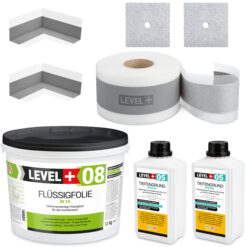 Zestaw do Hydroizolacji Folia w Płynie 12kg Taśma uszczelniająca 10mb Środek gruntujący 2L - LEVEL+ SET19