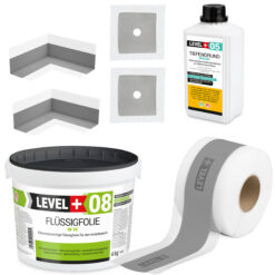 Zestaw do Hydroizolacji Folia w Płynie 4kg Taśma uszczelniająca 5mb Środek gruntujący 1L – LEVEL+ SET54