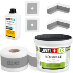 Zestaw do Hydroizolacji Folia w Płynie 5,5kg Taśma uszczelniająca 5mb Środek gruntujący 1L – LEVEL+ SET55