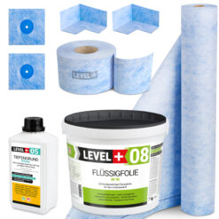Zestaw do Hydroizolacji Folia w Płynie 7kg Taśma uszczelniająca 5mb Środek gruntujący 1L Mata 1m² - LEVEL+ SET58