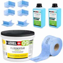 Zestaw do Hydroizolacji Folia w Płynie 12kg Taśma uszczelniająca 10mb Środek gruntujący 2L - LEVEL+ SET60