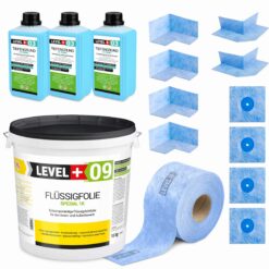 Zestaw do Hydroizolacji Folia w Płynie 16kg Taśma uszczelniająca 15mb Środek gruntujący 3L - LEVEL+ SET68