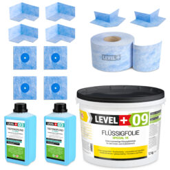 Zestaw do Hydroizolacji Folia w Płynie 12kg Taśma uszczelniająca 20mb Środek gruntujący 2L - LEVEL+ SET71