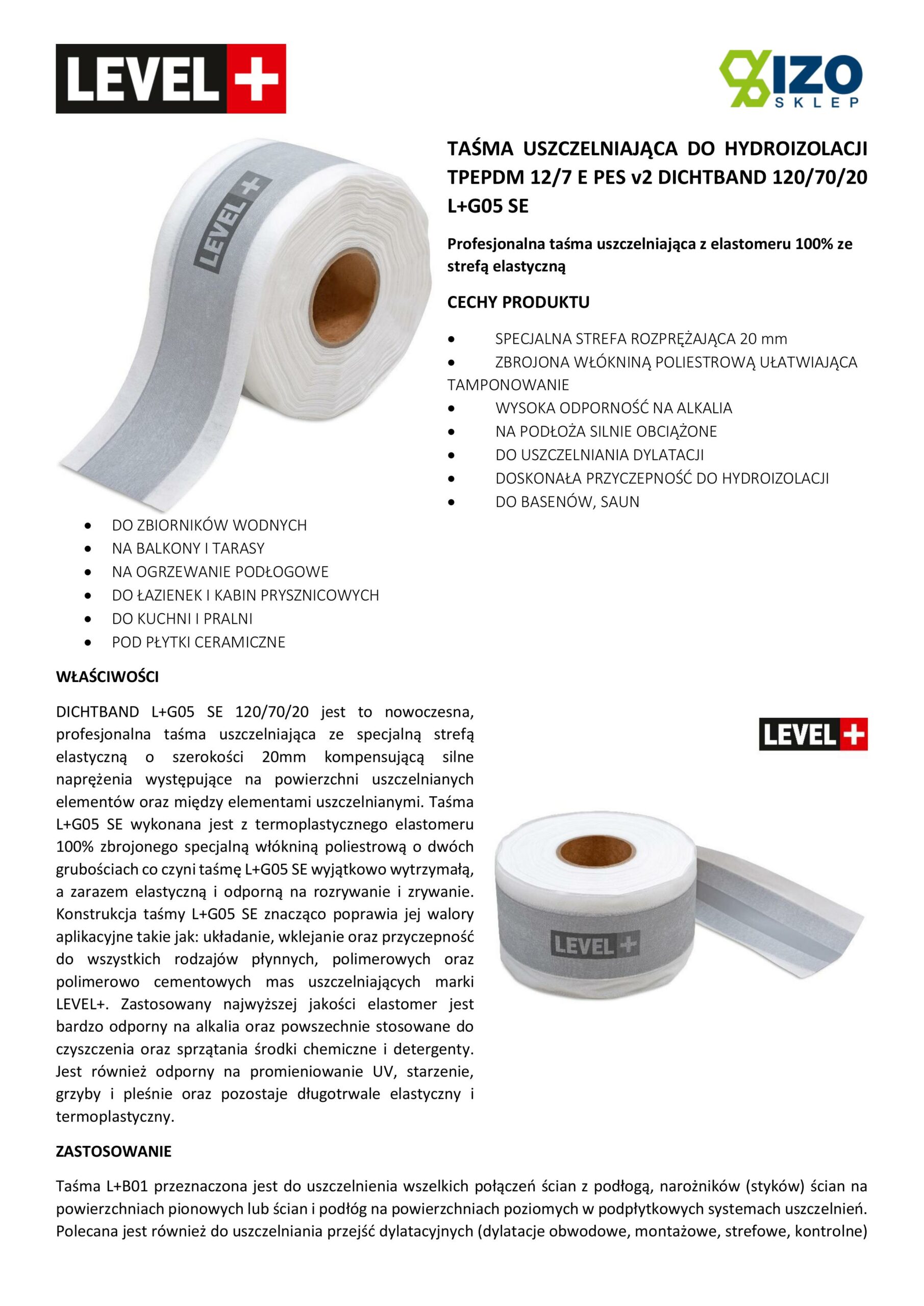 Zestaw do Hydroizolacji Folia w płynie 8kg Taśma 5mb Grunt 1L Mankiety Narożniki Balkon Łazienka LEVEL+ SET506 - obrazek 21