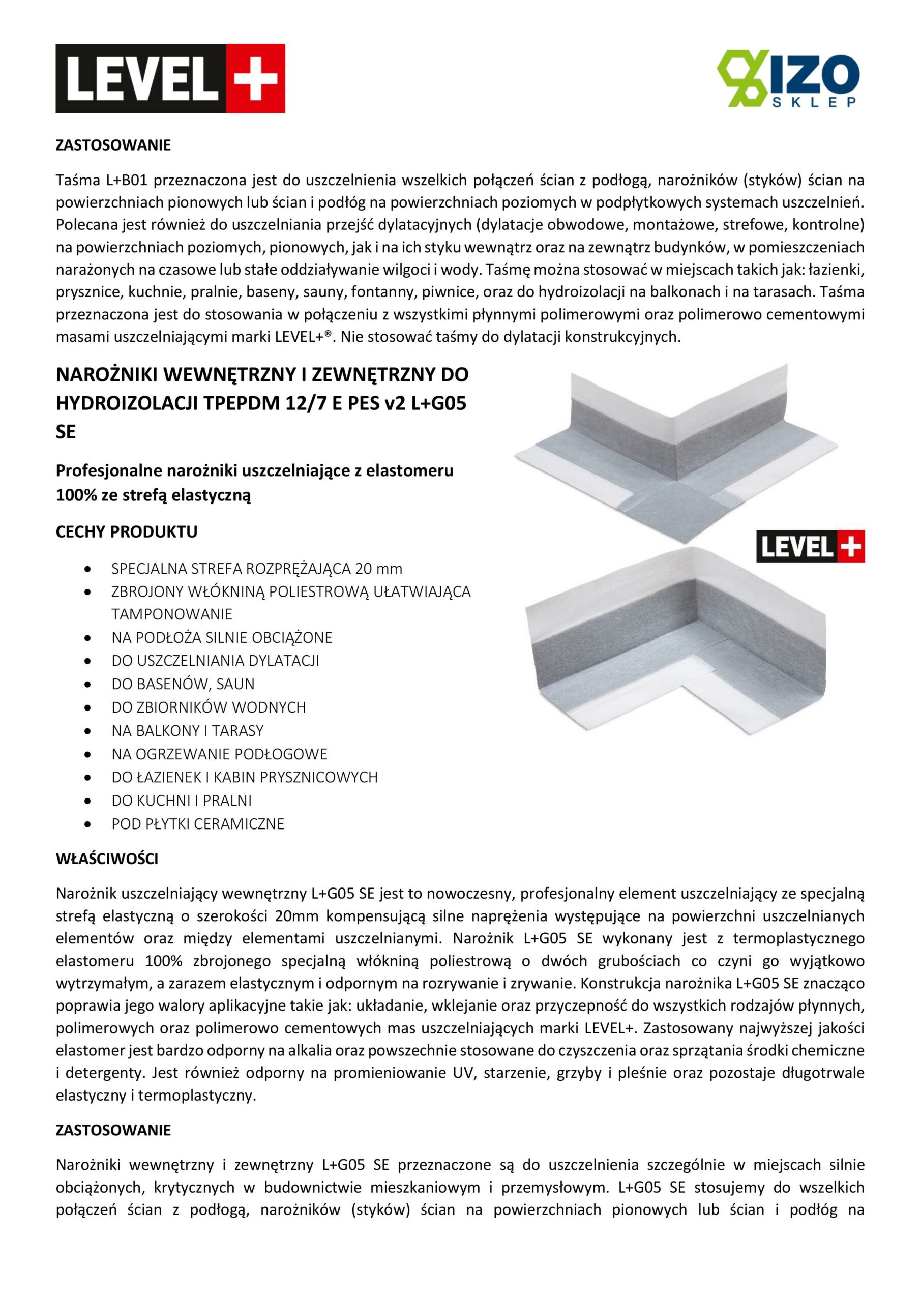 Zestaw do Hydroizolacji Folia w płynie 8kg Taśma 5mb Grunt 1L Mankiety Narożniki Balkon Łazienka LEVEL+ SET508 - obrazek 20