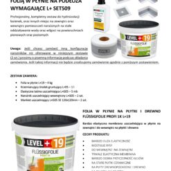 Zestaw do Hydroizolacji Folia w płynie 4kg Taśma 5mb Grunt 1L Mankiety Narożniki Balkon Łazienka LEVEL+ SET509
