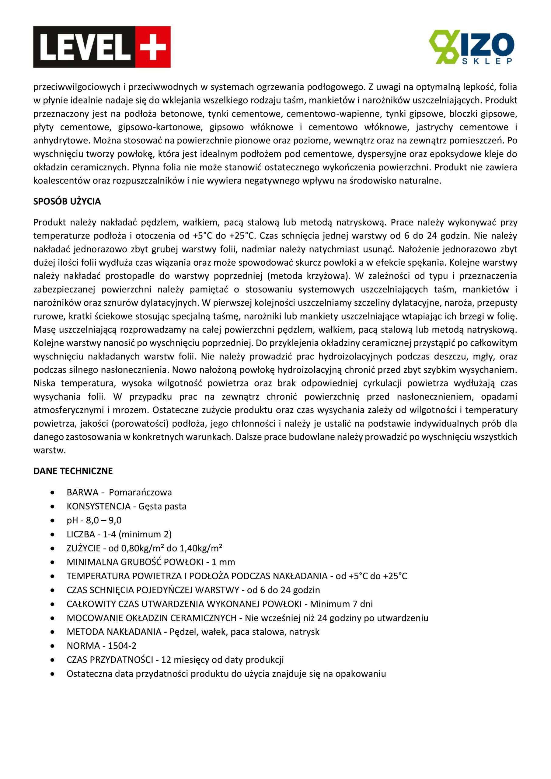 Zestaw do Hydroizolacji Folia w płynie 4kg Taśma 5mb Grunt 1L Balkon Łazienka LEVEL+ SET510 - obrazek 13