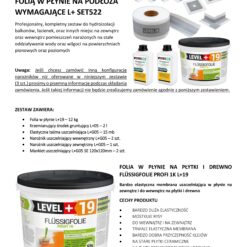 Zestaw do Hydroizolacji Folia w płynie 12kg Taśma 15mb Grunt 2L Mankiety Narożniki Łazienka LEVEL+ SET522