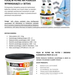 Zestaw do Hydroizolacji Folia w płynie 12kg Taśma 20mb Grunt 2L Mankiety Narożniki Łazienka Mata LEVEL+ SET541