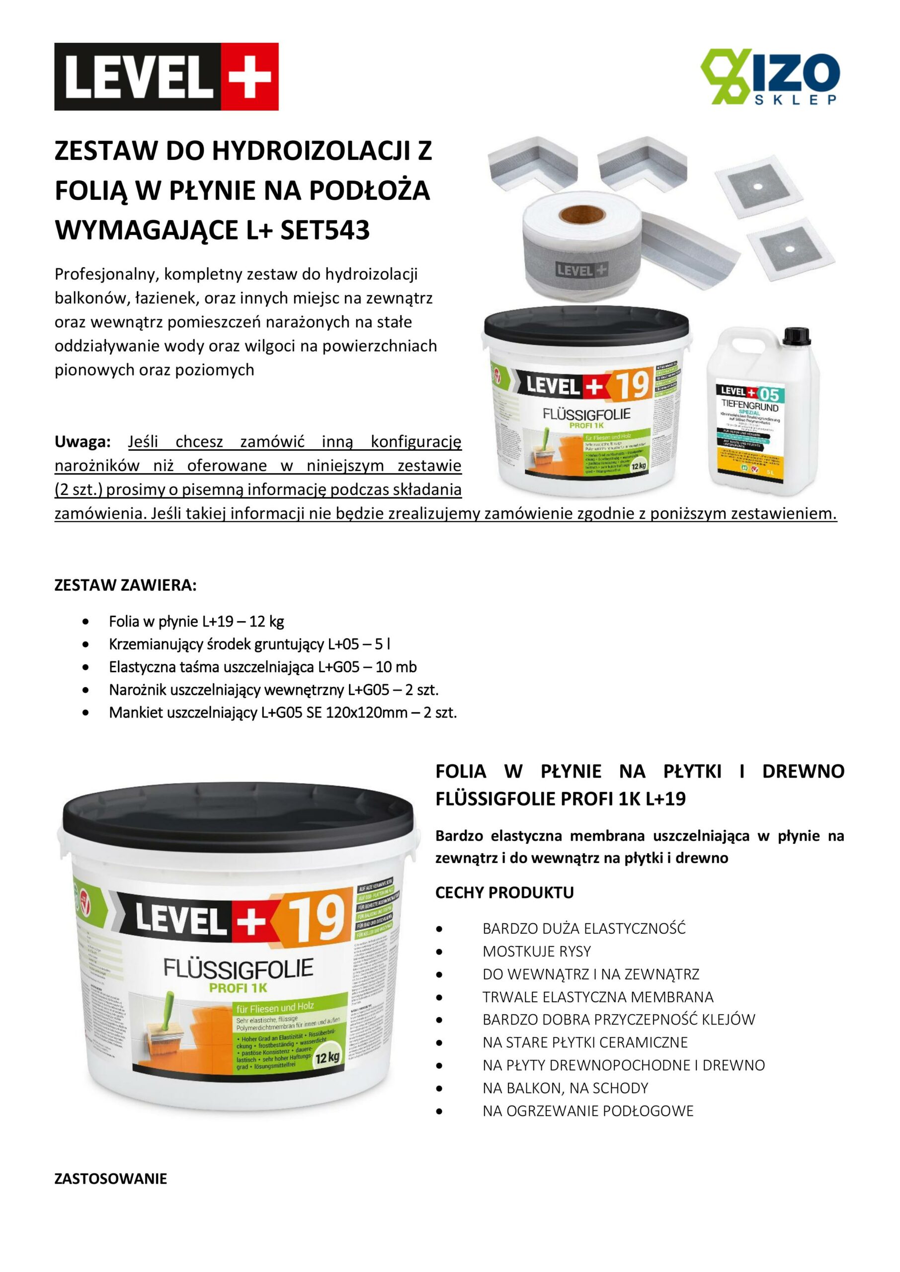 Zestaw do Hydroizolacji Folia w płynie 12kg Taśma 10mb Grunt 5L Mankiety Narożniki Balkon Łazienka LEVEL+ SET543 - obrazek 16