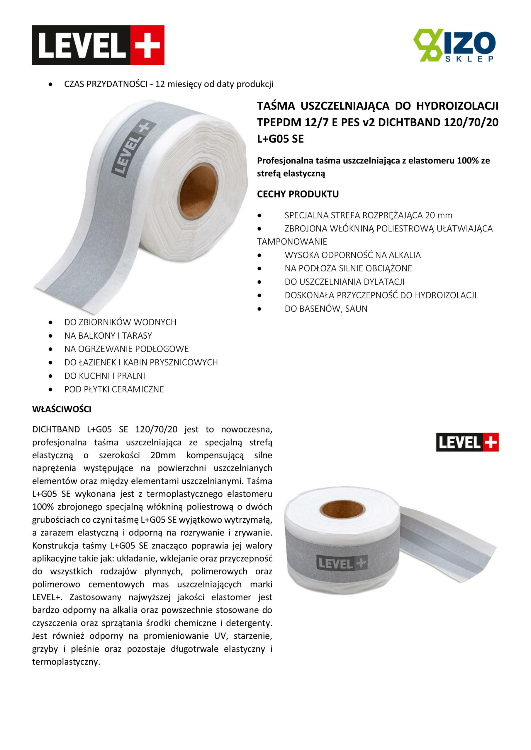 Zestaw do Hydroizolacji Folia w płynie 12kg Taśma 10mb Grunt 5L Mankiety Narożniki Balkon Łazienka LEVEL+ SET543 - obrazek 19