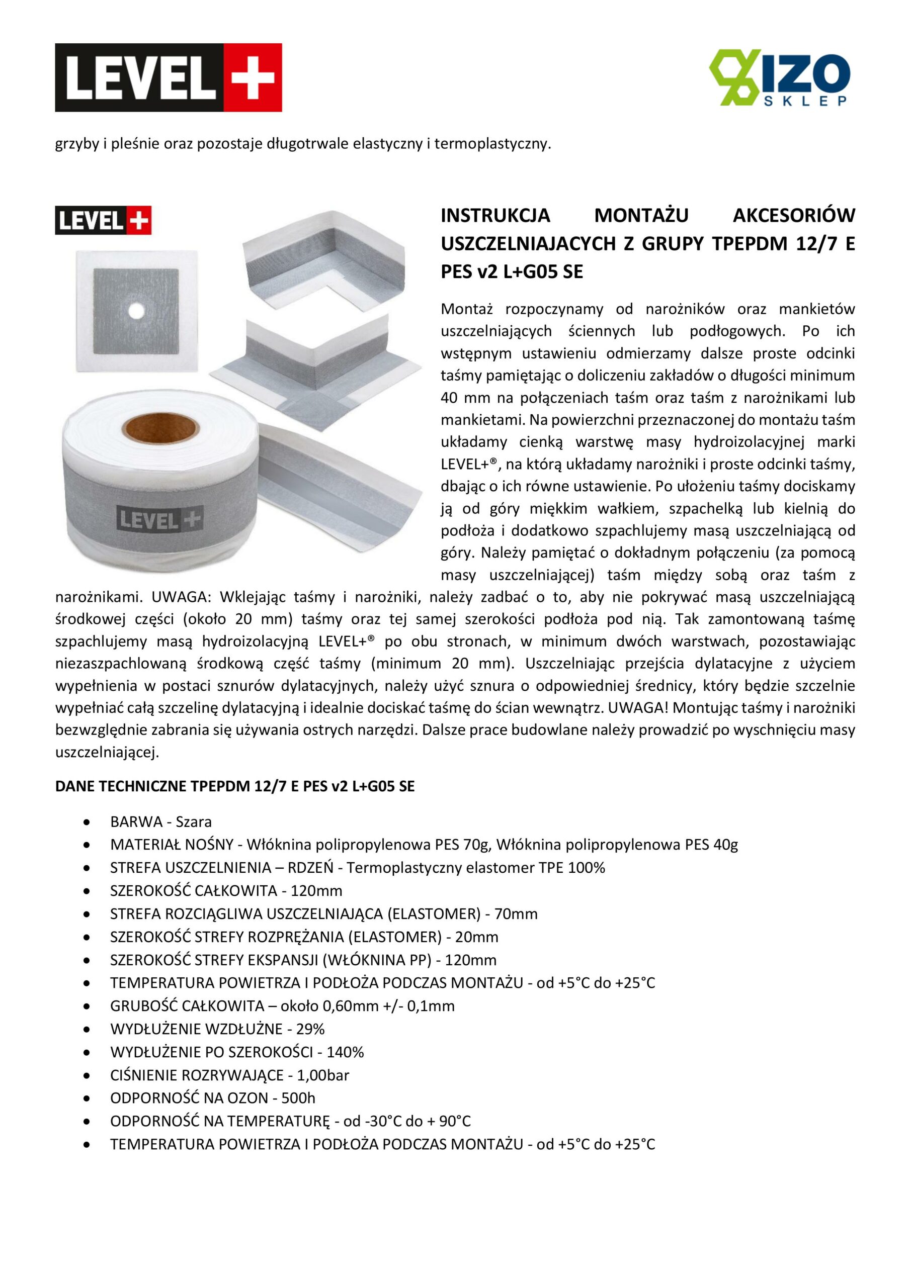 Zestaw do Hydroizolacji Folia w płynie 12kg Taśma 10mb Grunt 5L Mankiety Narożniki Balkon Łazienka LEVEL+ SET543 - obrazek 22