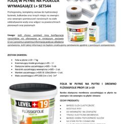 Zestaw do Hydroizolacji Folia w płynie 7kg Taśma 5mb Grunt 1L Mankiety Narożniki Łazienka Mata LEVEL+ SET544