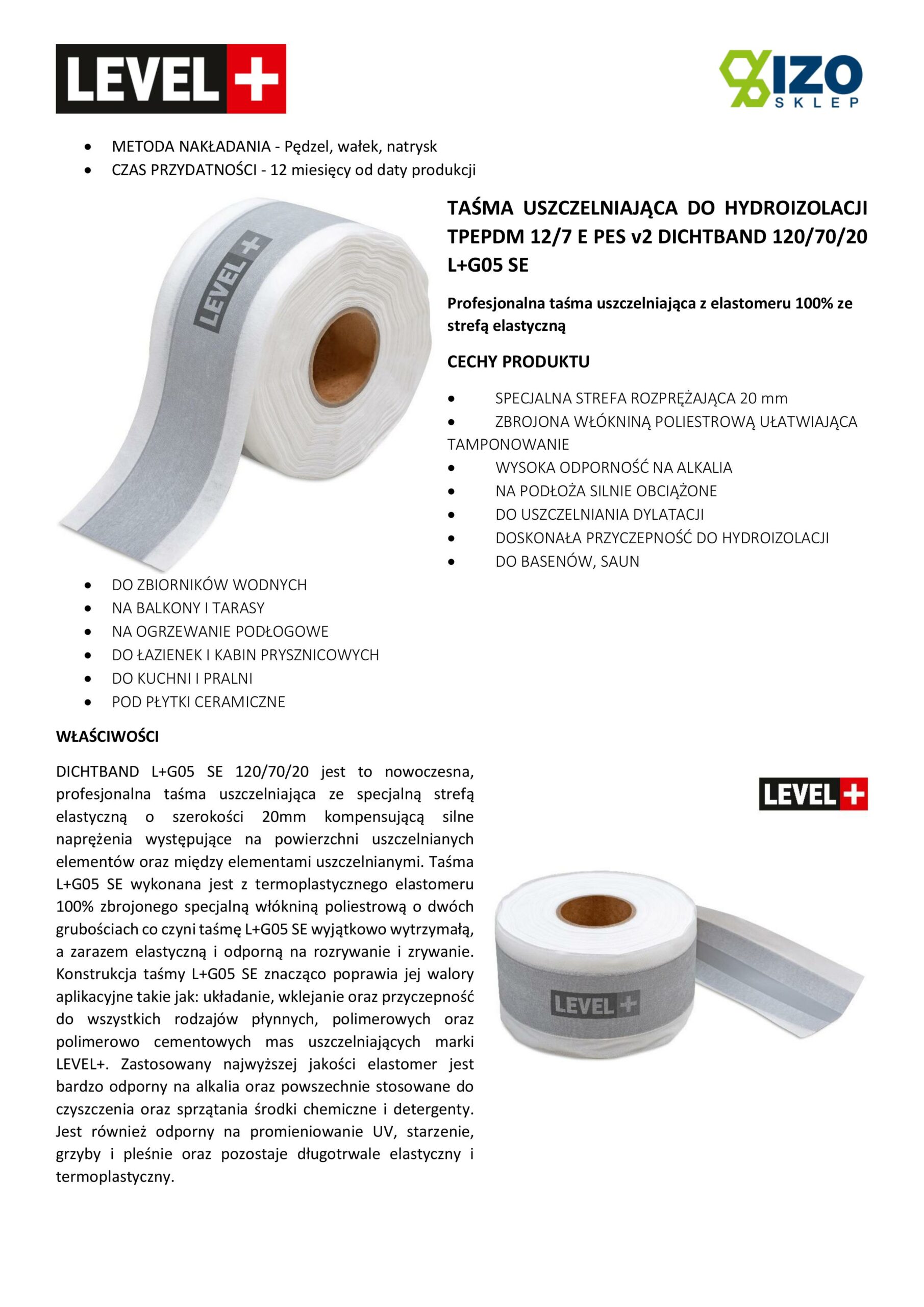 Zestaw do Hydroizolacji Folia w płynie 7kg Taśma 5mb Grunt 1L Mankiety Narożniki Łazienka Mata LEVEL+ SET544 - obrazek 22