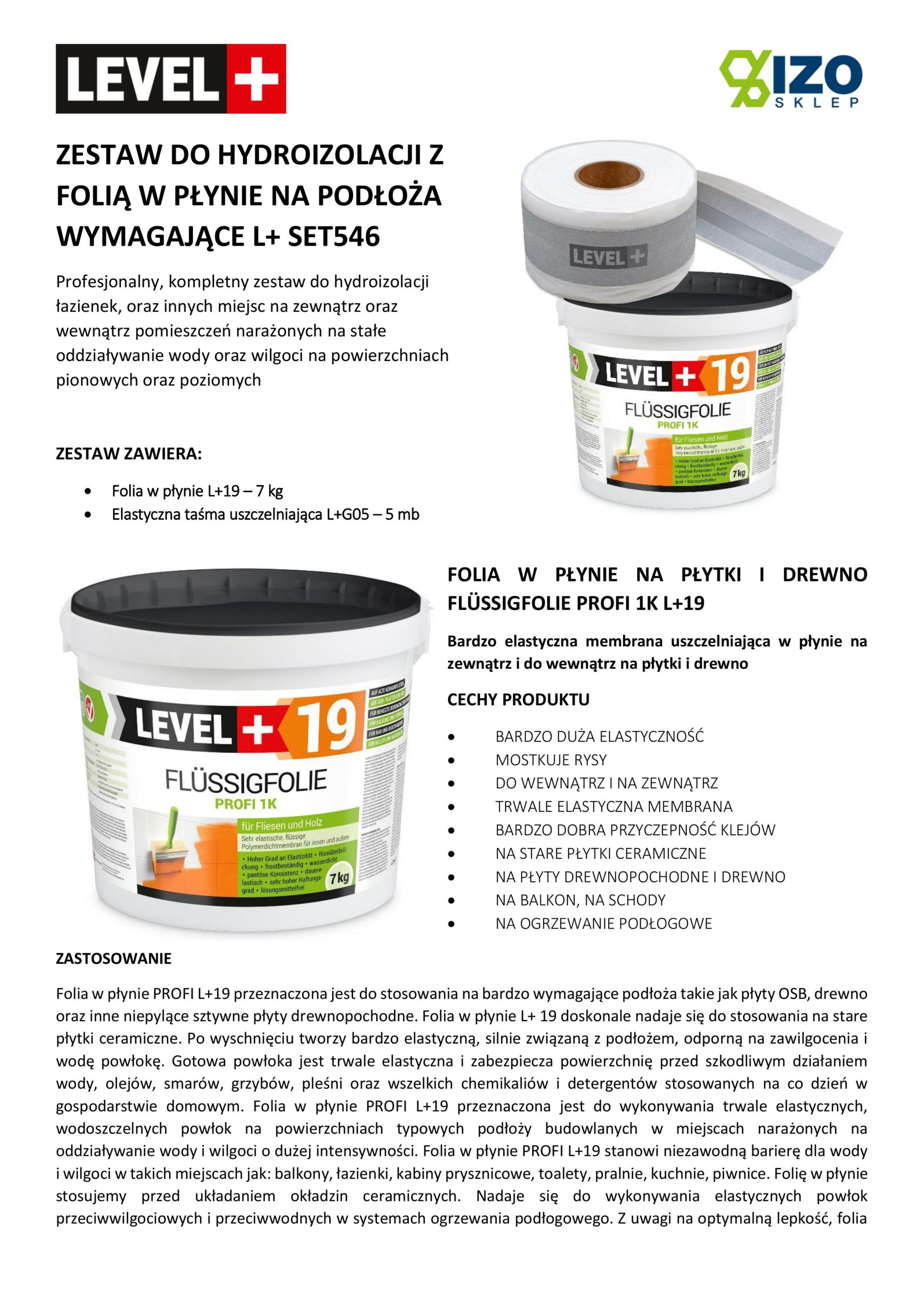 Zestaw do Hydroizolacji Folia w płynie 7kg Taśma 5mb Balkon Łazienka LEVEL+ SET546 - obrazek 11