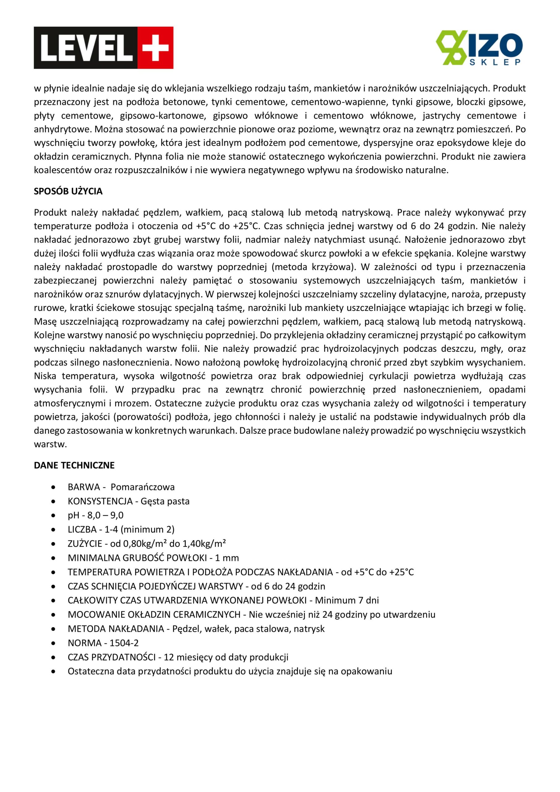 Zestaw do Hydroizolacji Folia w płynie 7kg Taśma 5mb Balkon Łazienka LEVEL+ SET546 - obrazek 12