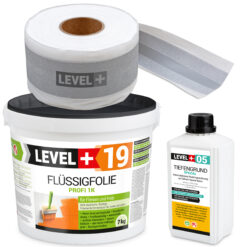 Zestaw do Hydroizolacji Folia w płynie 7kg Taśma 5mb Grunt 1L Balkon Łazienka LEVEL+ SET545
