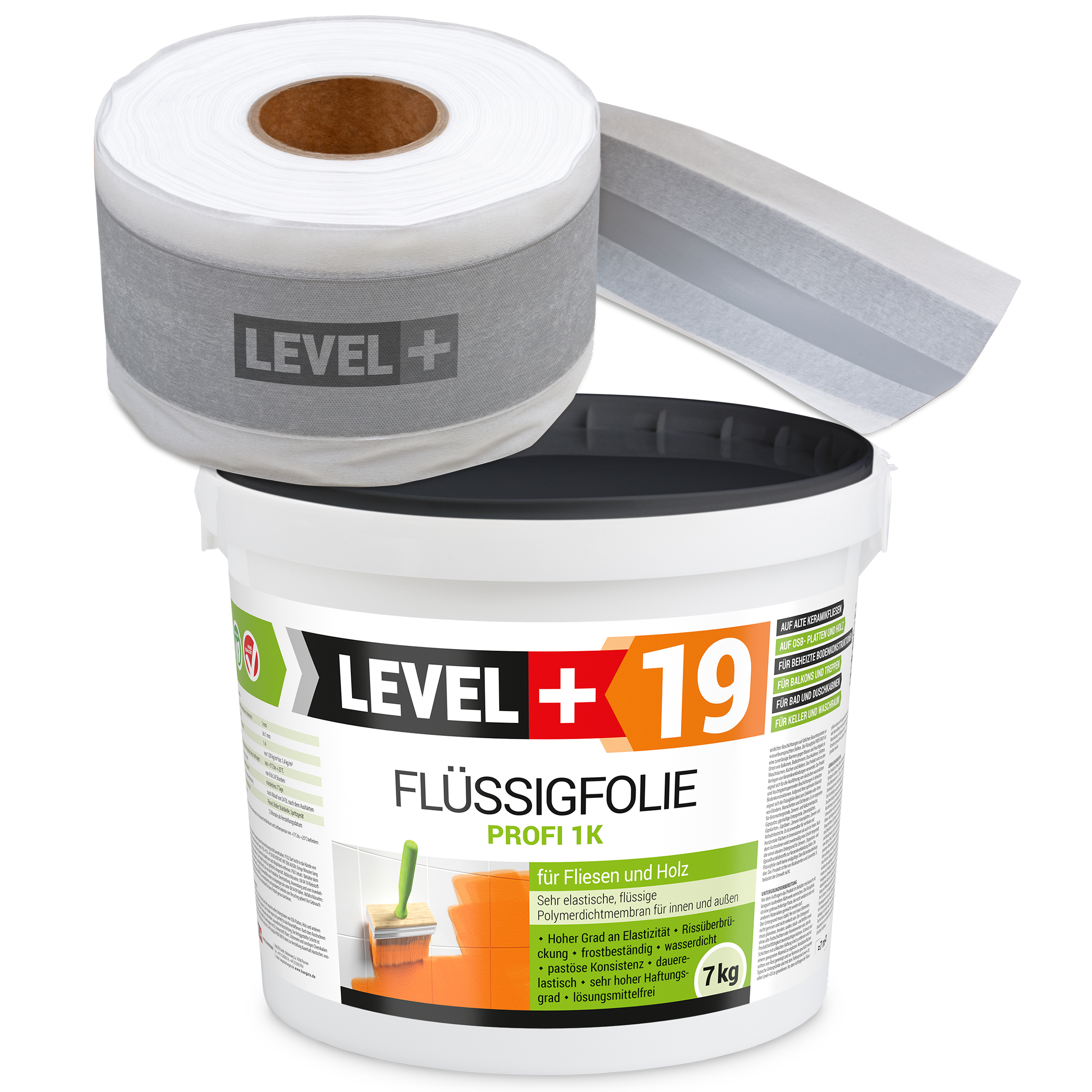 Zestaw do Hydroizolacji Folia w płynie 7kg Taśma 5mb Balkon Łazienka LEVEL+ SET546