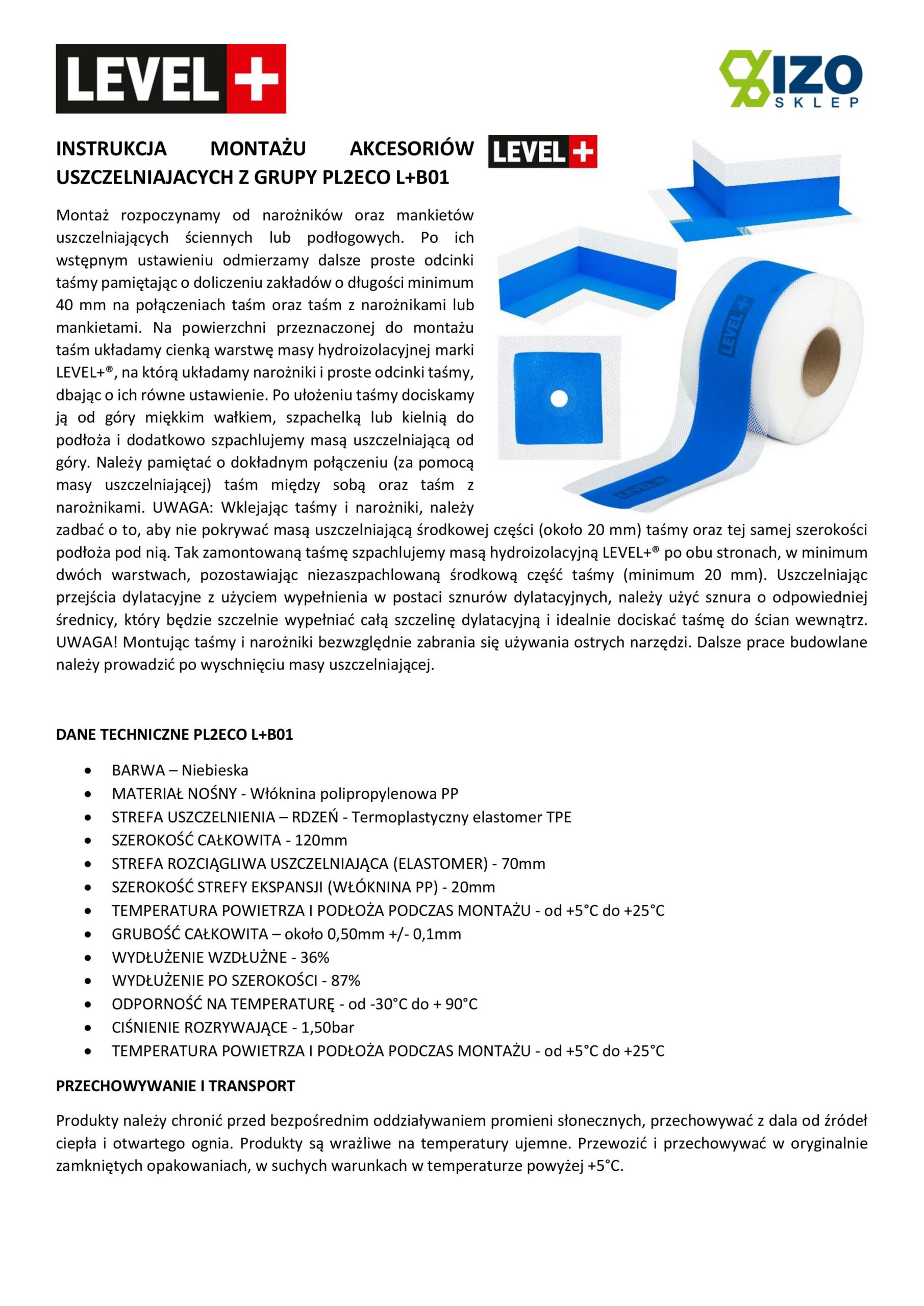Zestaw do Hydroizolacji Folia w Płynie 12kg Taśma uszczelniająca niebieska 5mb - LEVEL+ SET106B1 - obrazek 6