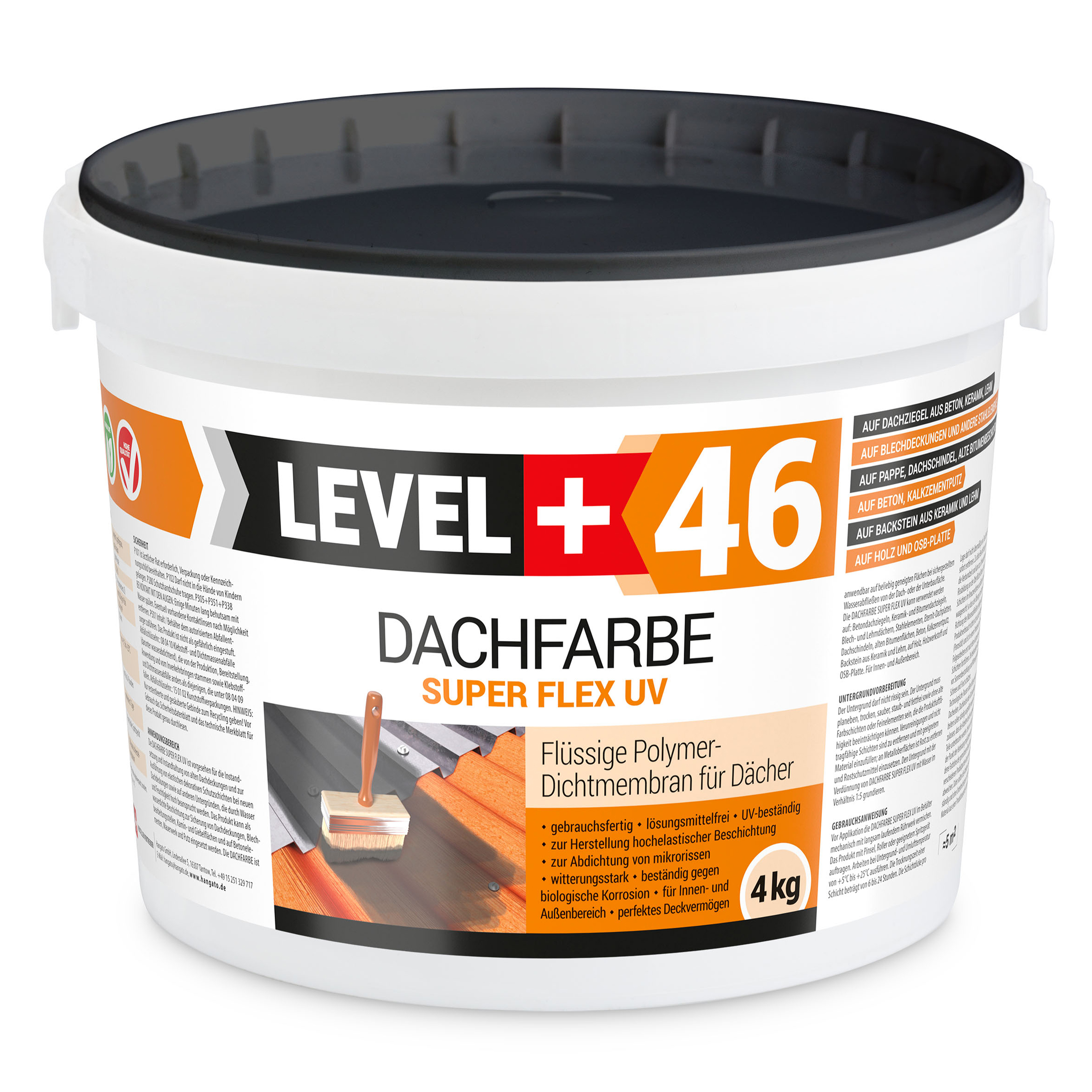 Farba Dachowa Elastyczna 4KG Antracyt Płynna Folia Dachowa LEVEL+ L+46