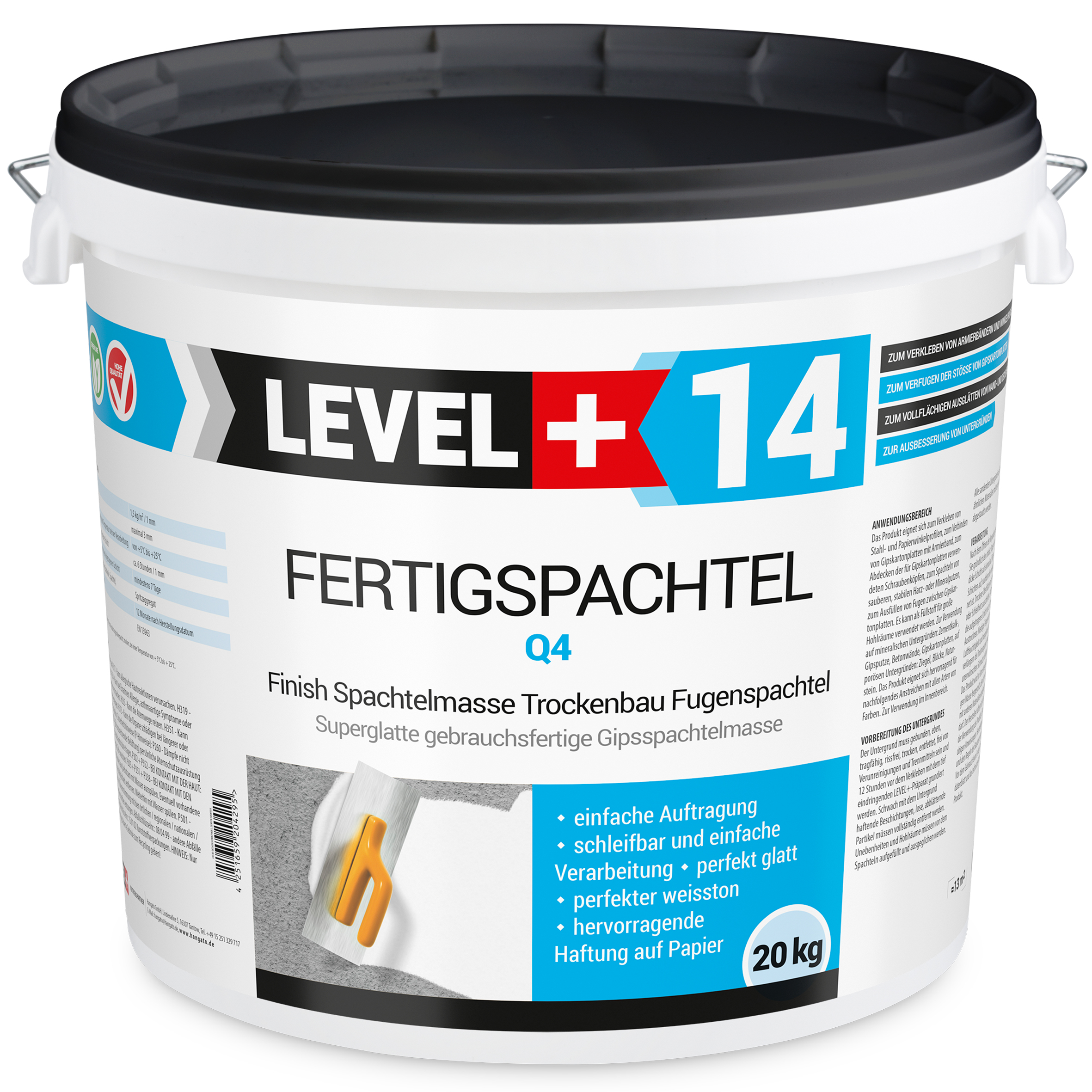 Gotowa Gładź Polimerowa Biała 20KG wygładzanie ścian i sufitów spoinowanie płyt G/K LEVEL+ L+14