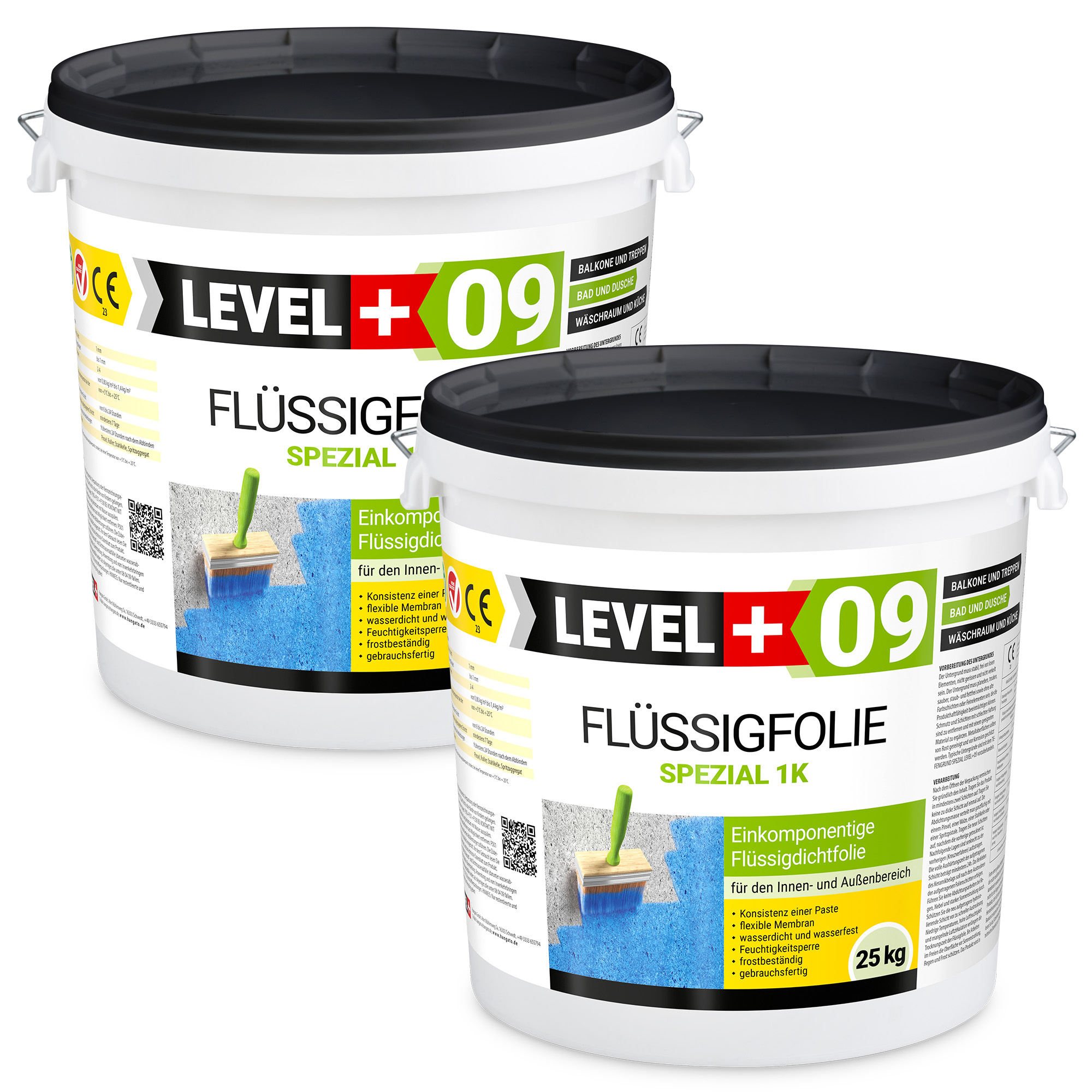 Folia w płynie na zewnątrz do wewnątrz LEVEL+ Hydroizolacja balkonu łazienki 50KG elastyczna izolacja L+09