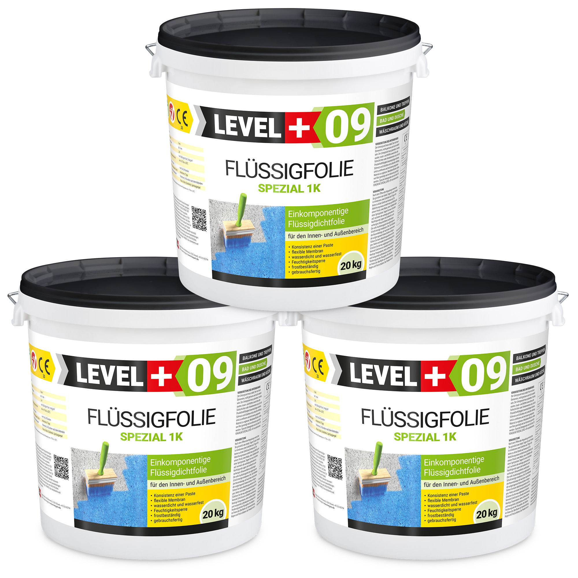 Folia w płynie na zewnątrz do wewnątrz LEVEL+ Hydroizolacja balkonu łazienki 60KG elastyczna izolacja L+09