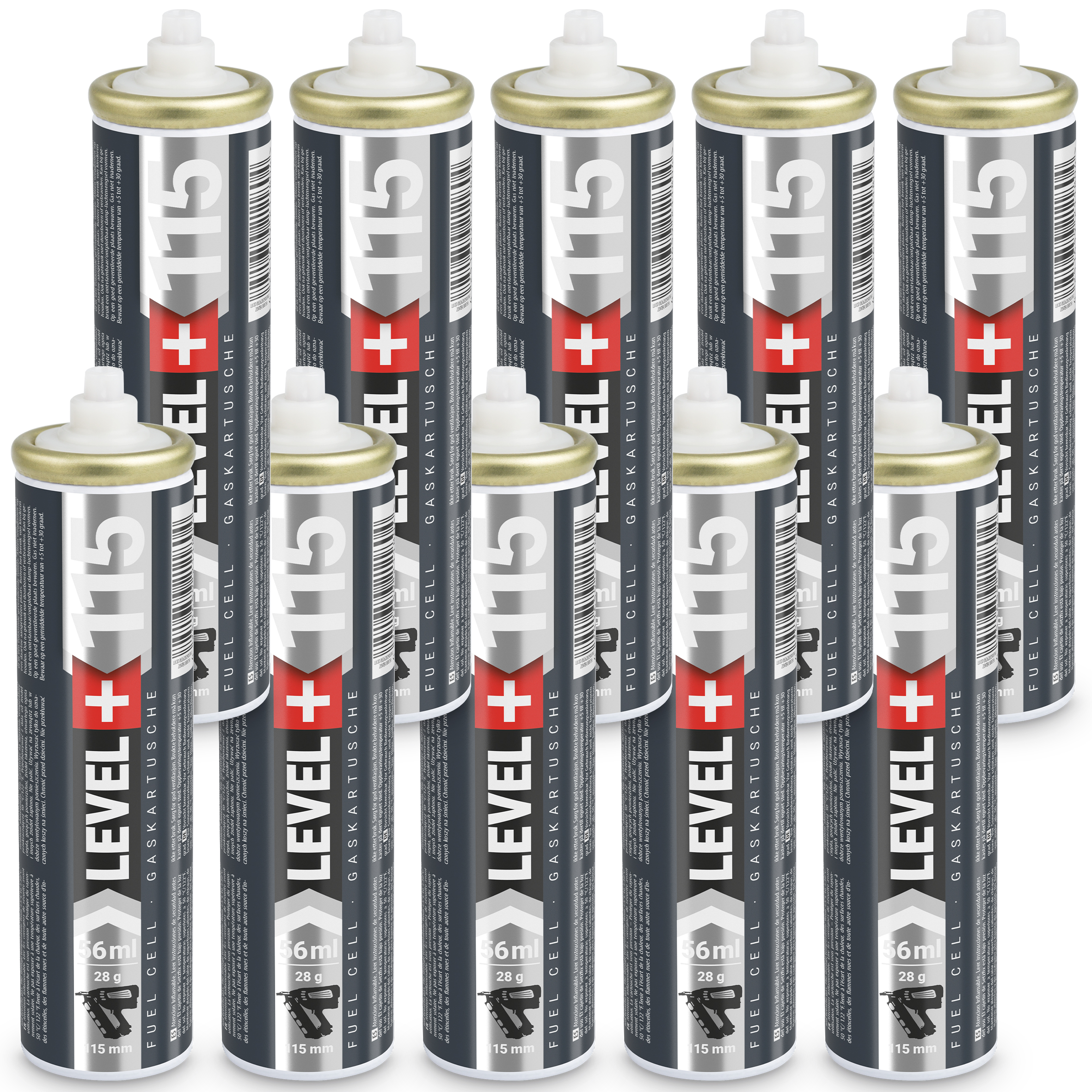 Gaz do Osadzaków i Gwoździarek Gazowych 115mm 56ml 28g 10 szt. Nabój do Gwożdziarek Nabój Gazowy L+115