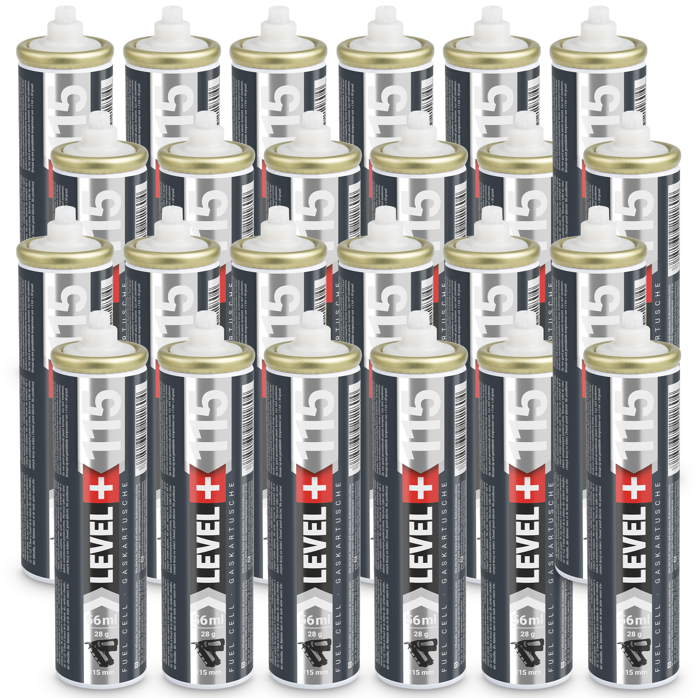 Gaz do Osadzaków i Gwoździarek Gazowych 115mm 56ml 28g 24 szt. Nabój do Gwożdziarek Nabój Gazowy L+115