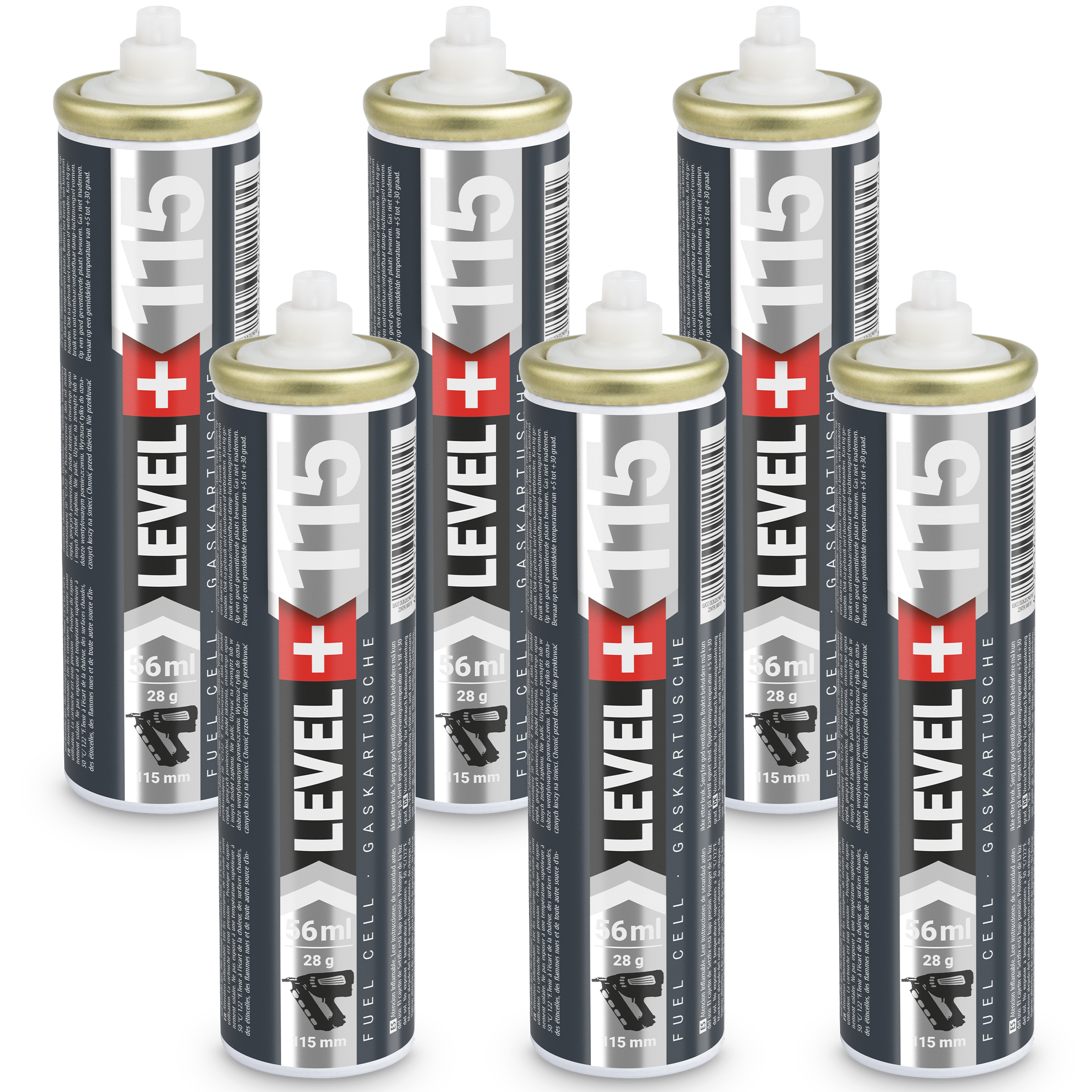 Gaz do Osadzaków i Gwoździarek Gazowych 115mm 56ml 28g 6 szt. Nabój do Gwożdziarek Nabój Gazowy L+115