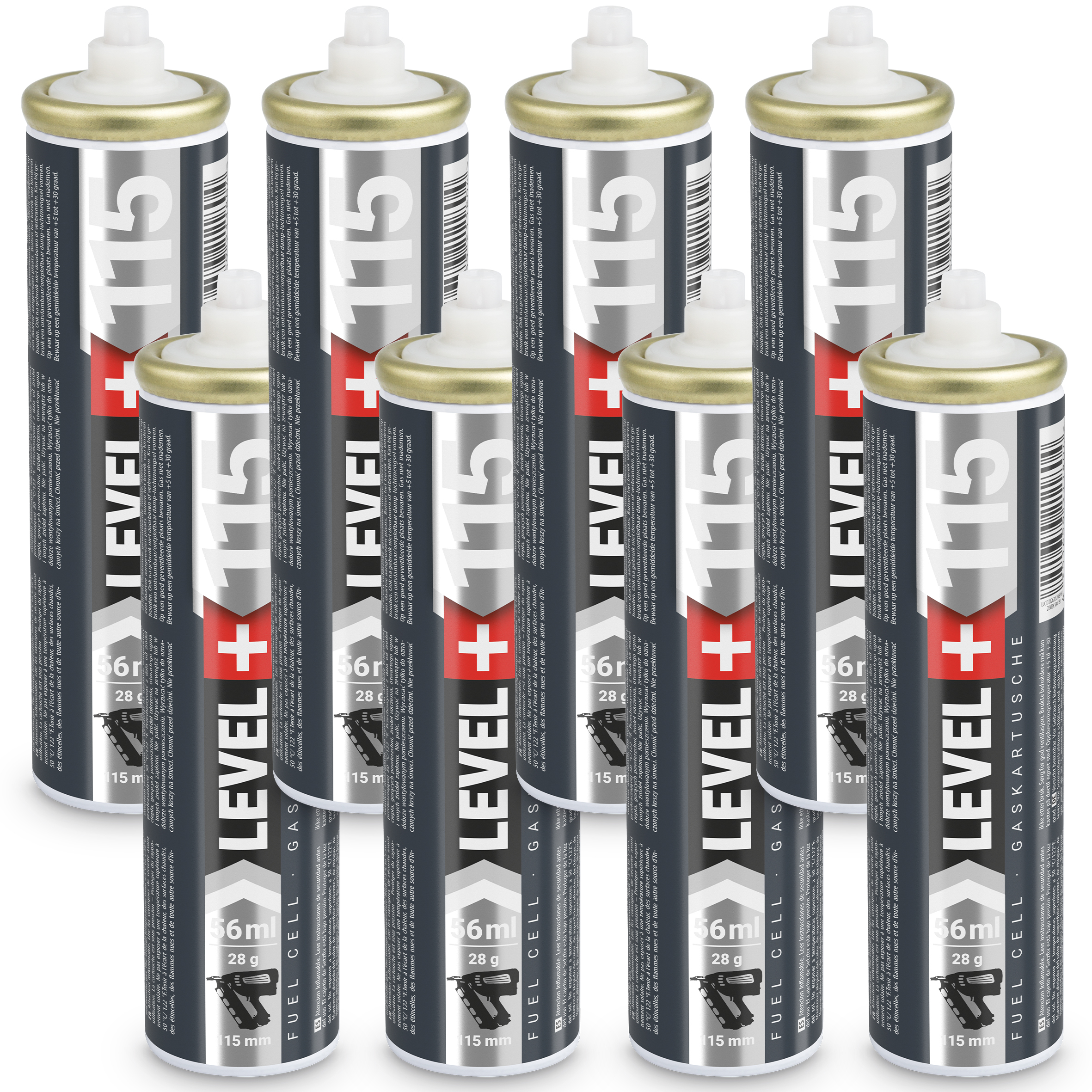 Gaz do Osadzaków i Gwoździarek Gazowych 115mm 56ml 28g 8 szt. Nabój do Gwożdziarek Nabój Gazowy L+115