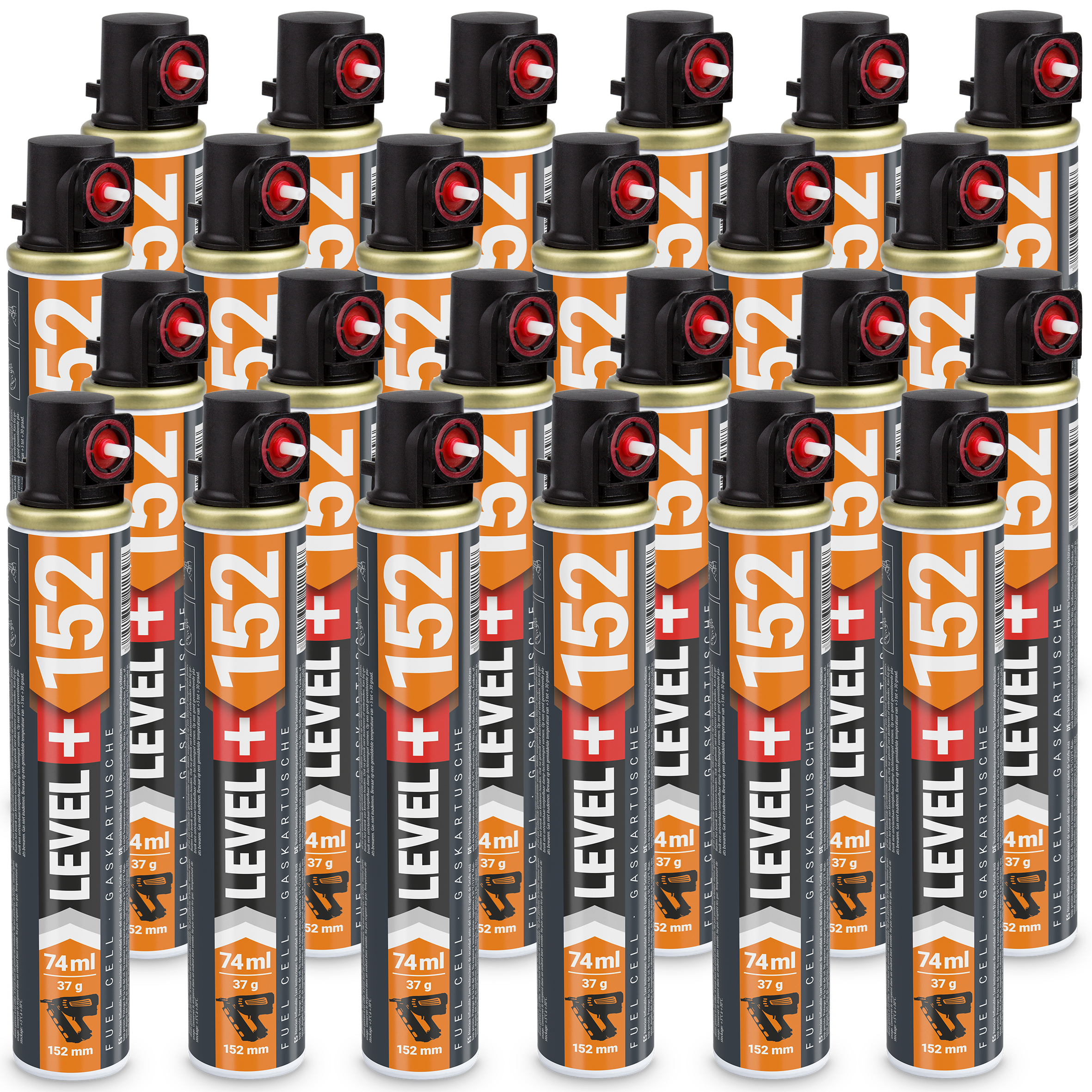 Gaz do Gwoździarek i Osadzaków Gazowych 152mm 74ml 37g 24 szt. Nabój do Gwożdziarek Nabój Gazowy LEVEL+ L+152