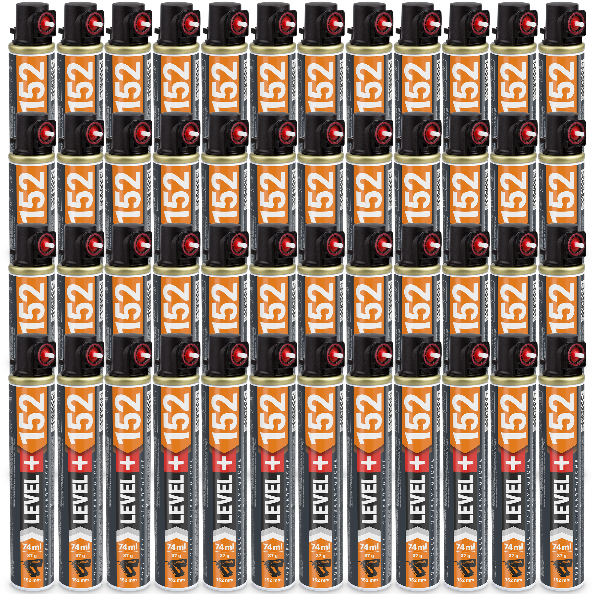 Gaz do Gwoździarek i Osadzaków Gazowych 152mm 74ml 37g 48 szt. Nabój do Gwożdziarek Nabój Gazowy LEVEL+ L+152